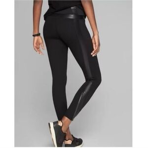 Athleta Black Elastic Leggings With Zippers And Faux Leather Embellishment Large